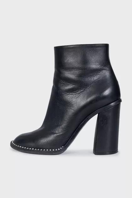 Black ankle boots with beaded embellishment