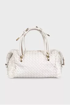 Woven leather bag