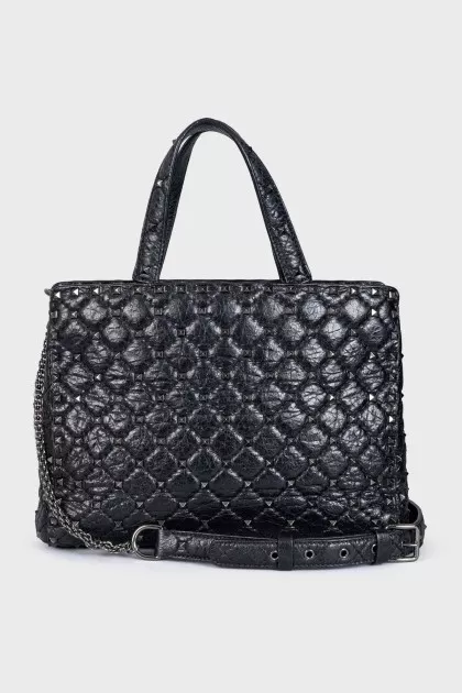 Чорна шкіряна сумка Rockstud