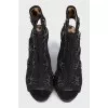 Suede ankle boots with open heel and toe