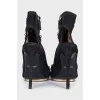 Suede ankle boots with open heel and toe