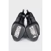 Suede ankle boots with open heel and toe
