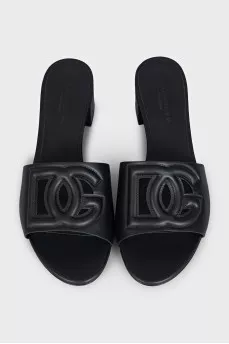 Leather mules with brand logo