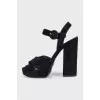 Suede open-toe heeled sandals