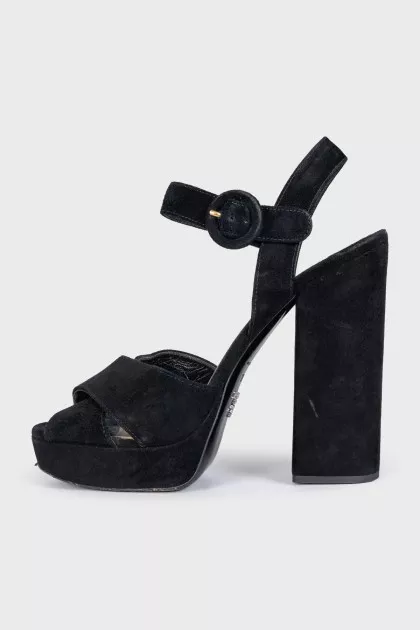 Suede open-toe heeled sandals