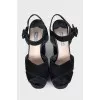 Suede open-toe heeled sandals