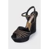 Black suede wedge sandals