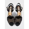Black suede wedge sandals