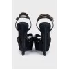 Black suede wedge sandals
