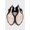Black suede wedge sandals