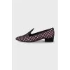 Ballet flats with perforated heels on suede