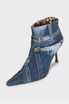 Denim ankle boots with heels