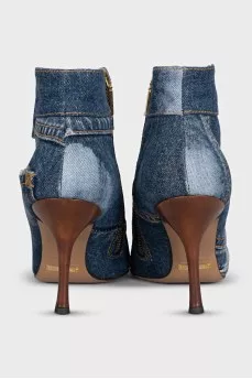 Denim ankle boots with heels