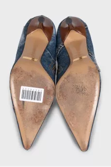 Denim ankle boots with heels
