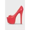 Leather high heel platform shoes