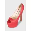 Leather high heel platform shoes