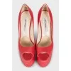 Leather high heel platform shoes