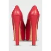 Leather high heel platform shoes