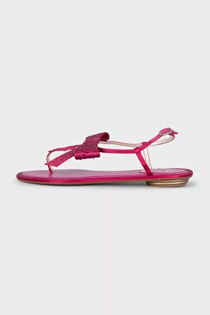 Sandals decorated with rhinestones
