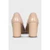Beige high heels with crystals