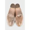 Beige high heels with crystals