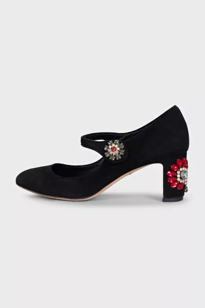Black Mary Janes with rhinestones