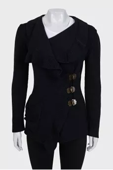 Wool cardigan with hooks