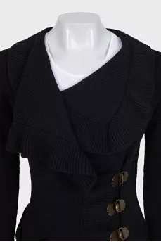 Wool cardigan with hooks