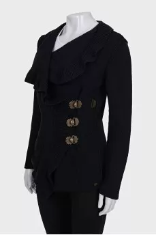 Wool cardigan with hooks