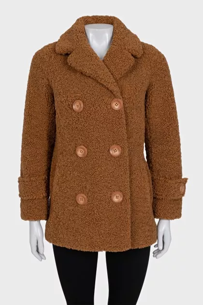 Short brown teddy coat