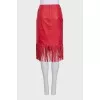 Red leather skirt
