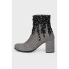Textile boots with black beads