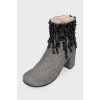 Textile boots with black beads