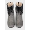 Textile boots with black beads