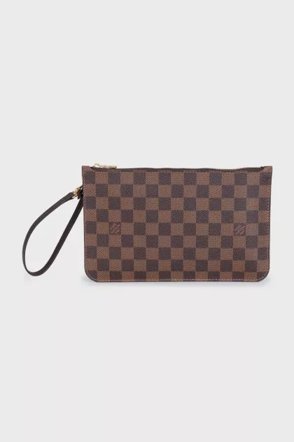 Clutch bag with a signature print and handle