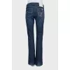 Blue low-rise flared jeans