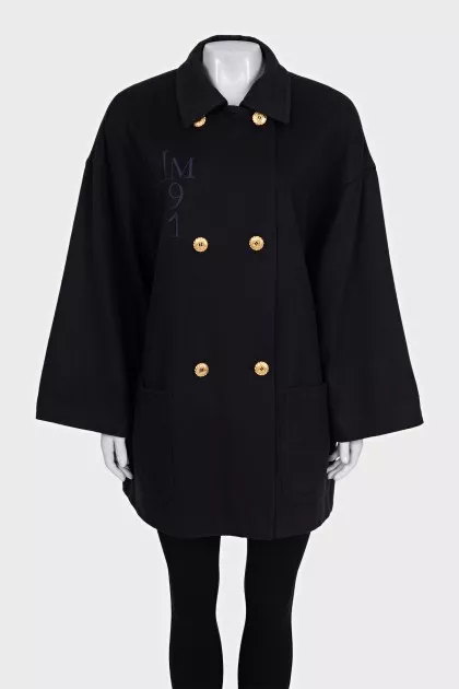 Black coat with embroidery