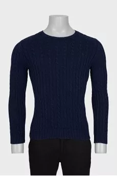 Knitted jumper with a blue pattern