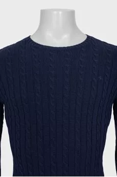 Knitted jumper with a blue pattern