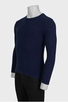 Knitted jumper with a blue pattern