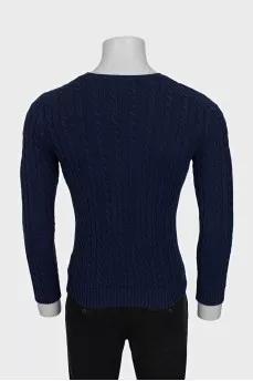 Knitted jumper with a blue pattern