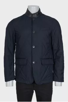 Men's straight jacket with leather inserts