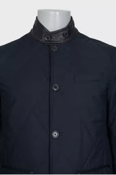 Men's straight jacket with leather inserts
