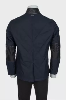 Men's straight jacket with leather inserts