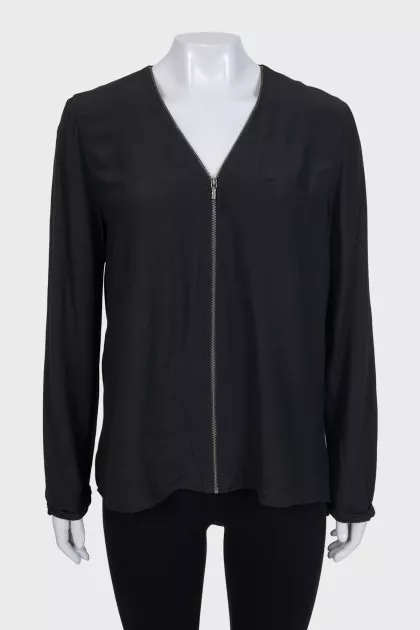 Loose green cardigan with a zipper