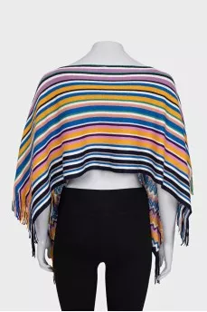 Multicolored cape with fringe