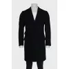 Men's wool coat with hidden buttons