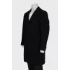 Men's wool coat with hidden buttons