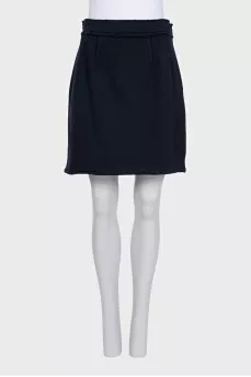 Blue wool skirt with a zipper