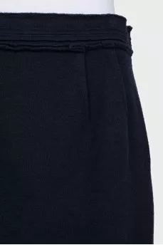 Blue wool skirt with a zipper